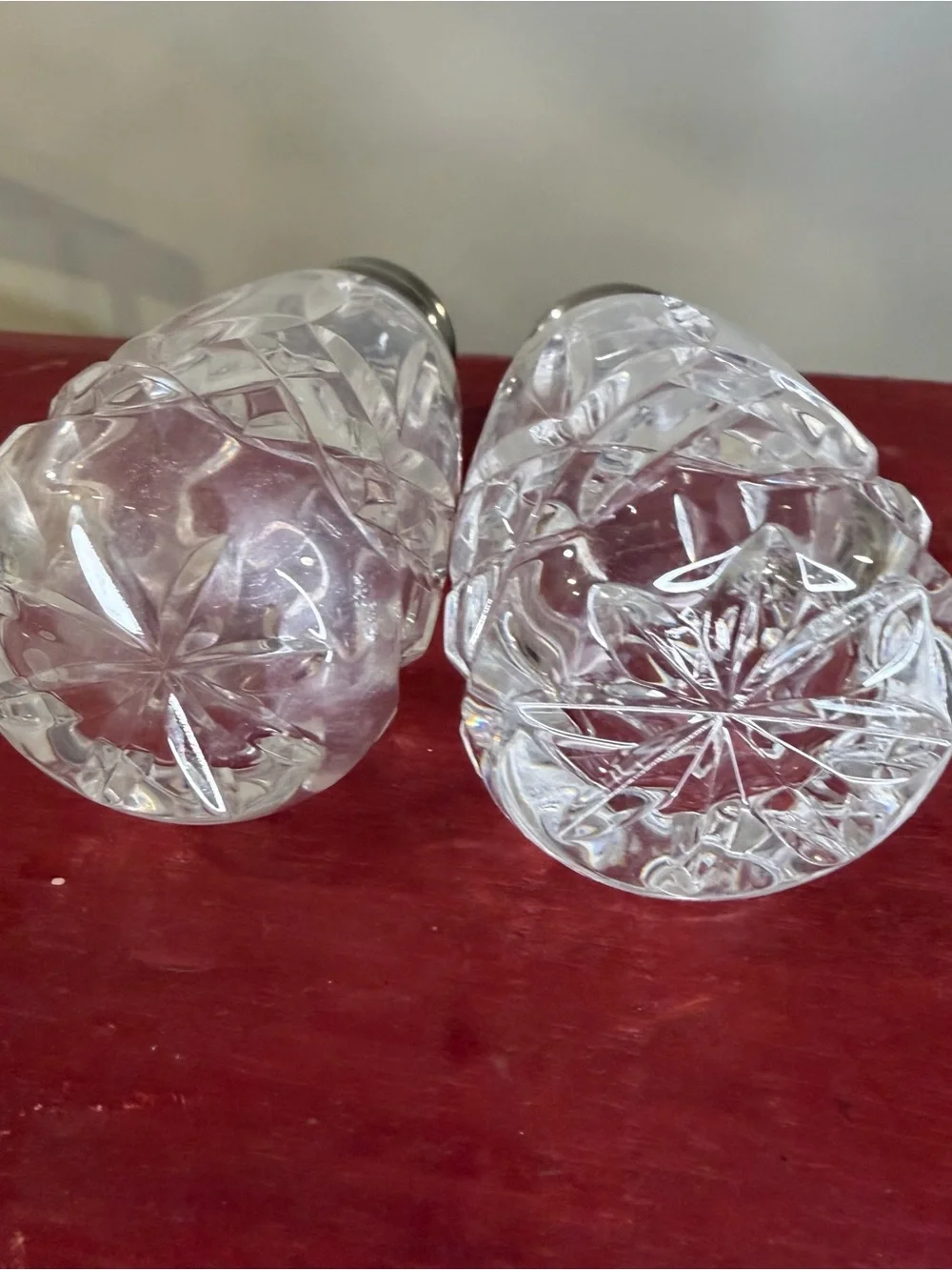 Waterford Lismore Clear Crystal Salt and Pepper Shakers with Silver Tops